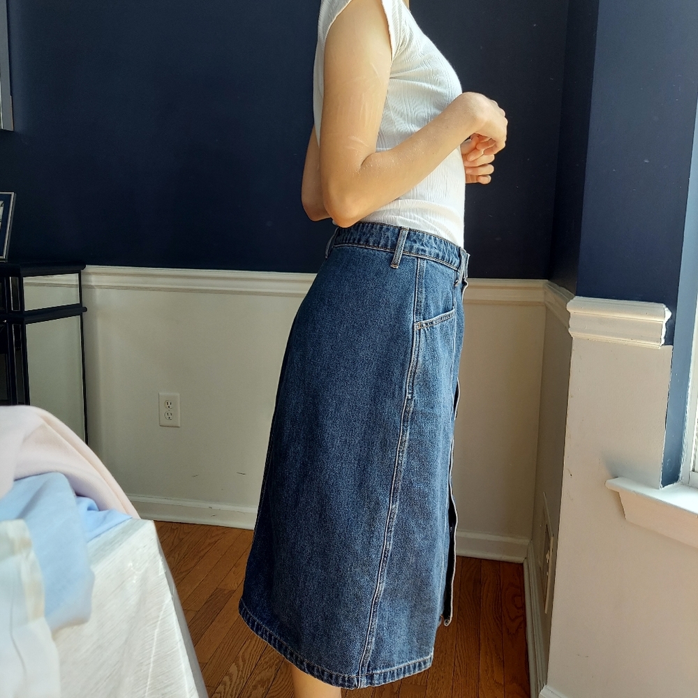 Vintage denim button down skirt